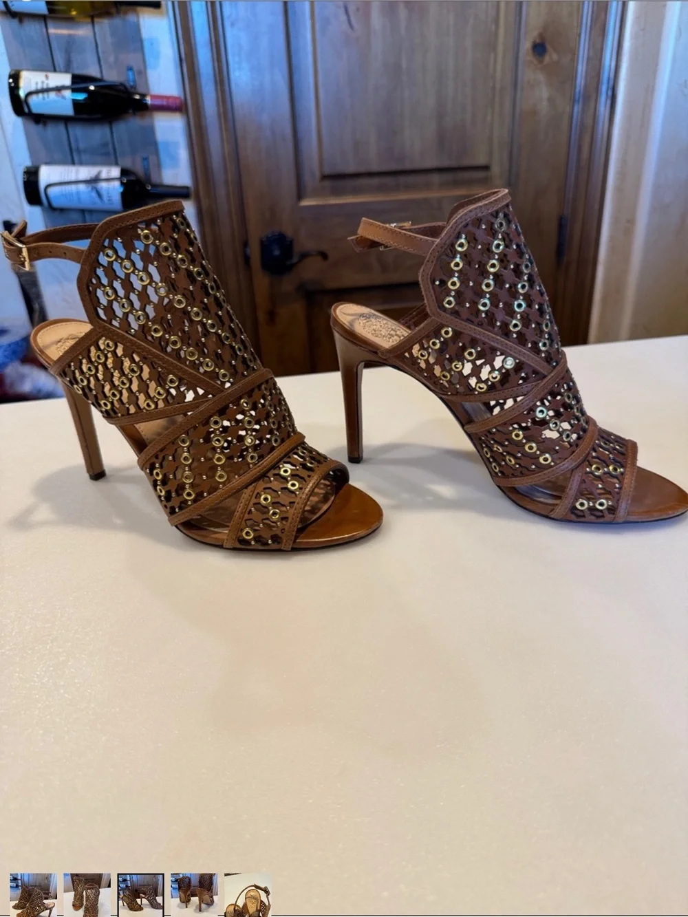 Leather Studded Sandal- Vince Camuto leather Mallena studded heel